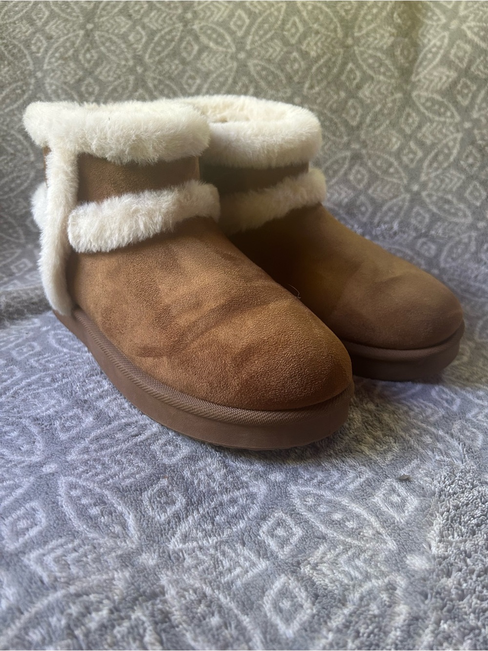 Women’s Tan Unionbay Lined Suede Ankle Slippers/Boots